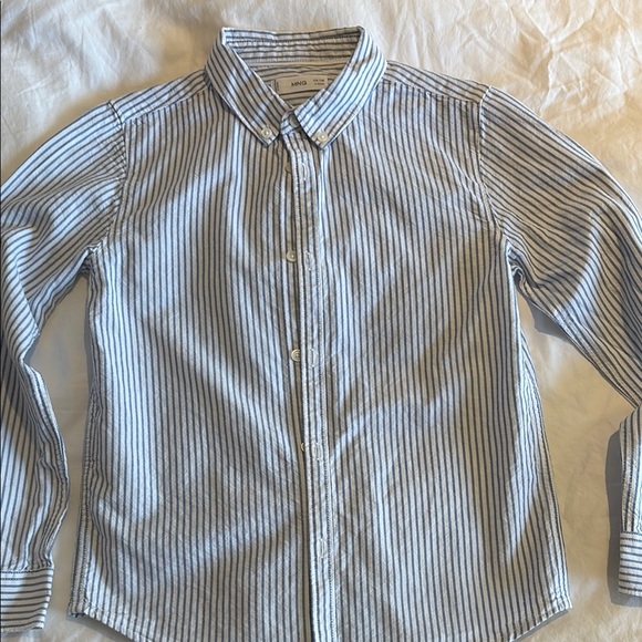 Mango Blue and White Striped Button Down Shirt - Picture 1 of 6